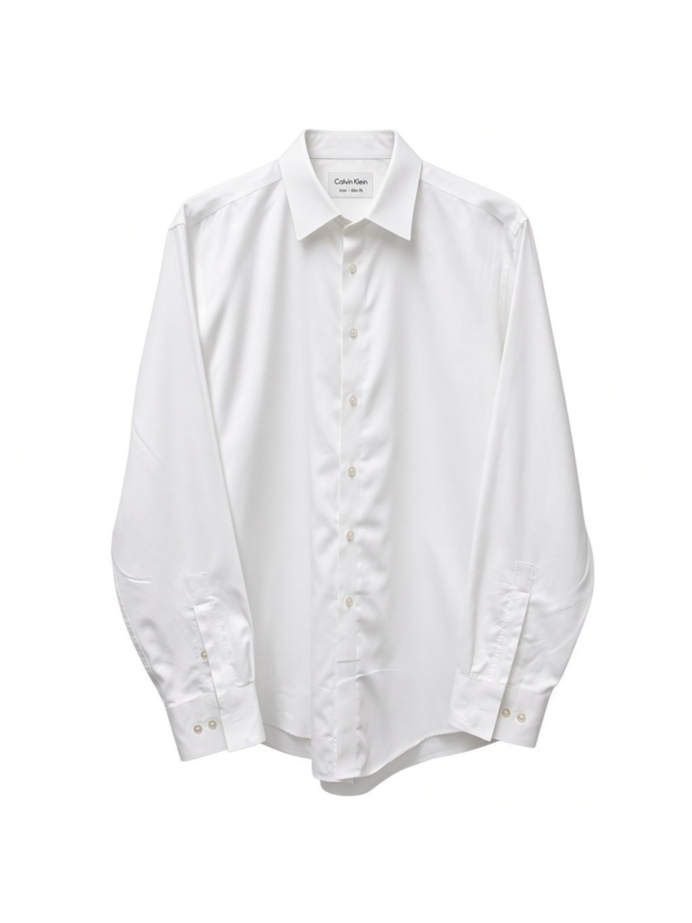 Calvin Klein Men's White Non-Iron Slim-Fit 100% Cotton Dress Shirt Size 17 34/35
